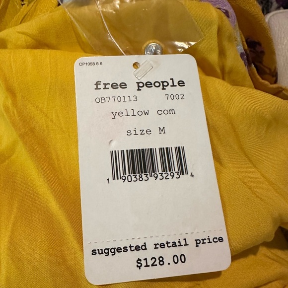 NWT FREE PEOPLE Lost in You Golden Yellow Floral Print Midi Dress - Picture 12 of 12